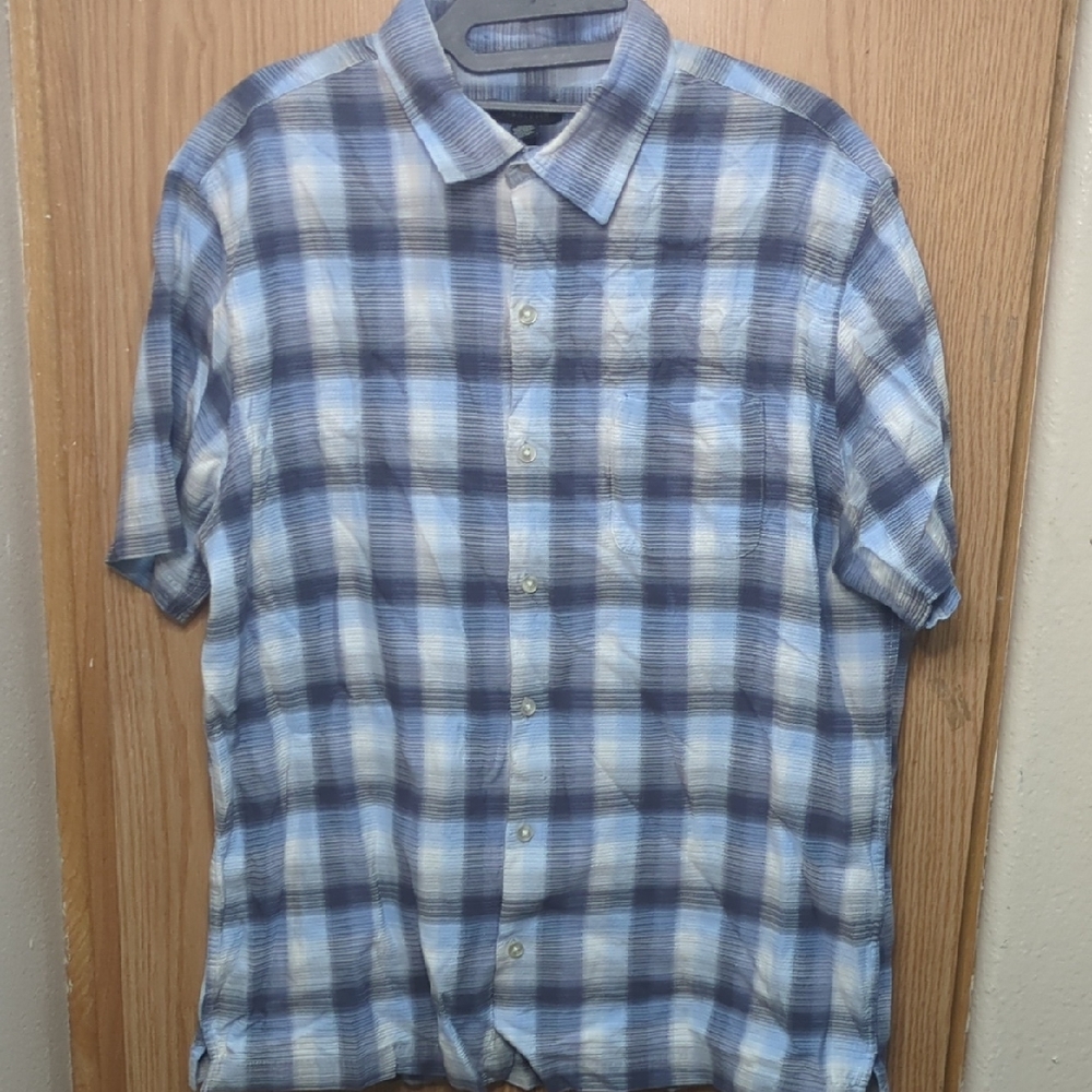 Van Heusen Blue and White Plaid Casual Shirt